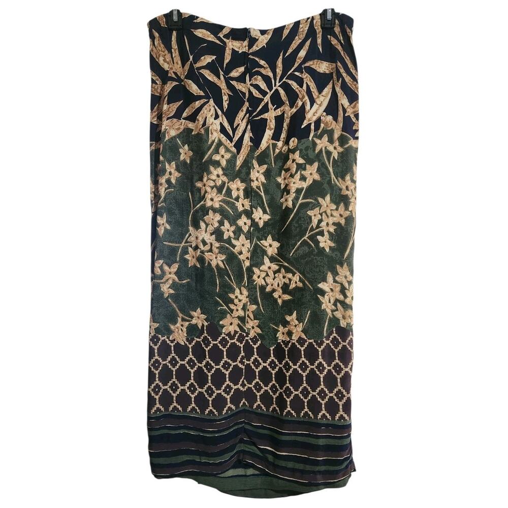 Vtg Paul Harris Design Women's Brown Green Animal Print Faux Wrap Maxi Skirt L - Picture 8 of 8